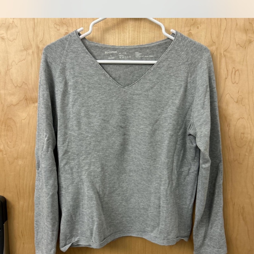 Gray V-Neck Sweater